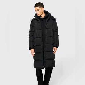 MAN Boohoo Longline Duvet Puffer In Black Size M